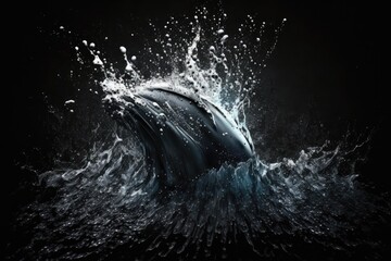 Canvas Print - Isolated water splash against a dark background. Generative AI