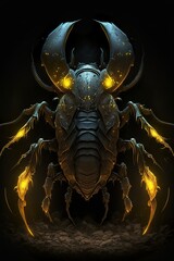 Wall Mural - Bug-like stag beetle alien creature design generative ai