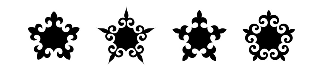 Snowflakes kazakh ornament icon,vector set. 