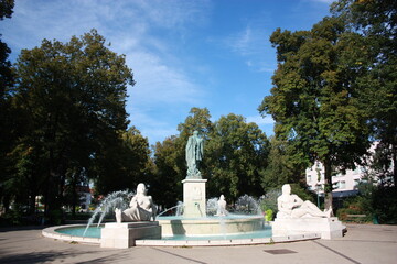 Wall Mural - Monument and fountain of Admiral AJ Bruat in Parc de Rapp in Colmar, France Alsace