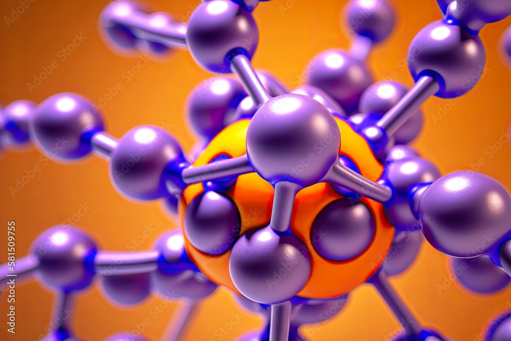 Long Compound violet orange models of atoms with long compounds in structure of ...