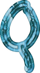 Sticker - 3d blue marble letter Q