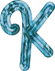 Sticker - 3d blue marble letter K