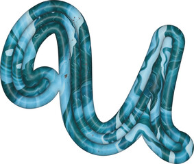 Sticker - 3d blue marble letter U