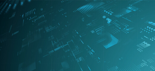 Poster - Abstract digital background. Data flow information. Concept of digital communication. Big data visualization. Vector illustration. 3d rendering.