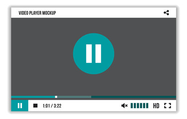 Poster - Video pause screen interface. Media app bar mockup