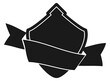 © ONYXprj - Shield shape label with ribbon. Black badge silhouette