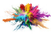 © Azor - Holi color powder explosion with rainbow on isolated white background, burst of vibrant colors. Generative AI