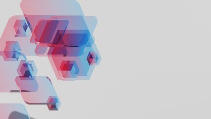Poster - abstract geometric background and Transparent glass with gradient colors, 3d rendering.