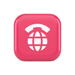 Poster - Global communication internet call connection button planet with handset 3d realistic icon