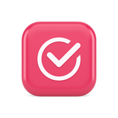 Poster - Checkmark in circle done approved button ok acceptance positive vote enter 3d realistic icon