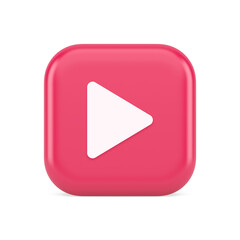 Poster - Play button triangle right arrow multimedia content player web app design 3d realistic icon