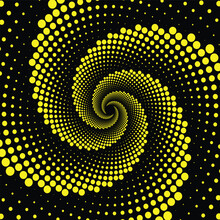 Black Background And Yellow Dot Spiral