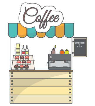 Fototapete - Tea coffee street shop showcase vector illustration