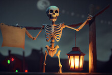 Background For Halloween Skeleton And Graves. Generative AI