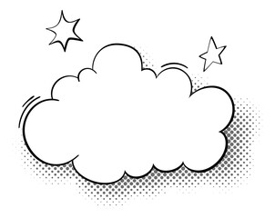 Poster - Comic cloud with halftone shadow. Blank thought bubble