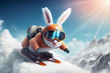 Easter Bunny Bombing A Ski Hill Generative AI