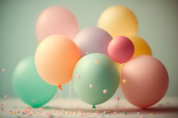 Sticker - balloons background - vintage pastel colors celebration. Generative ai