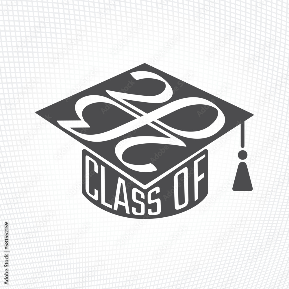 Class of 2023 Square Academic Graduation Cap Shape Sign with Zeroes ...