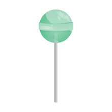 Tasty Green Lollipop On White Background