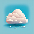 Cloud white 2D illustration on a blue background.