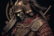 Japanese Samurai Warrior illustration on dark background. Generative AI
