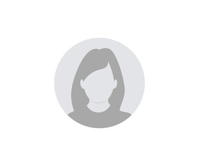 Poster - Default Avatar Female Profile. User profile icon. Profile picture, portrait symbol. User member, People icon in flat style. Circle button with avatar photo silhouette vector design and illustration.
