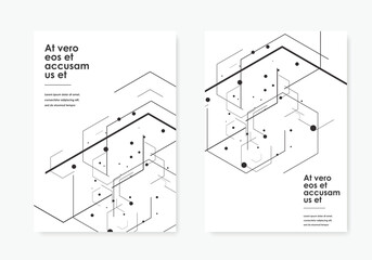 Poster - Science network pattern. Connecting lines and dots on simple background. Vector cover templates for web, report or presentation