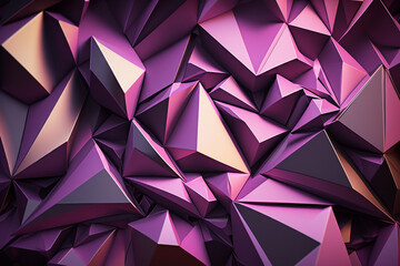 Poster - purple volumetric background of polygonal fragments Generative AI