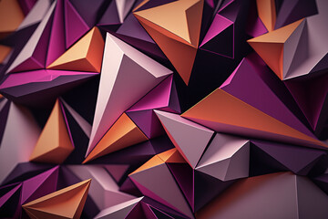 Poster - purple volumetric background of polygonal fragments Generative AI
