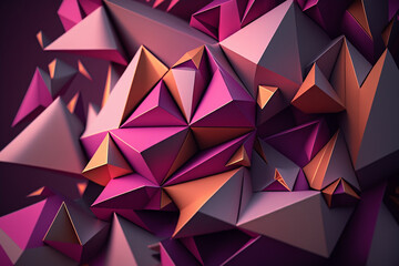 Poster - purple volumetric background of polygonal fragments Generative AI