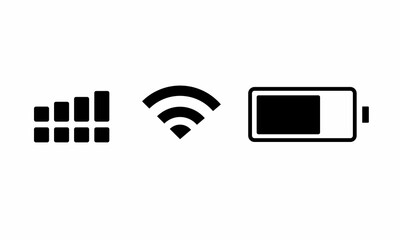 Wall Mural - set wifi icon isolated on white background for phone. phone bar status icons, battery icon, wifi sig