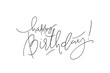 © ozzichka - Happy Birthday modern hand written thin line lettering. Minimalistic one color greeting card template. Typography design for cards, posters, banners.