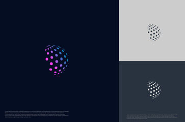 Abstract global sphere dots technology logo designs template, symbol template