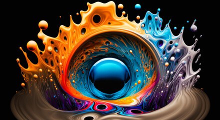 Wall Mural - Abstract multi color paint explosion on black background. Paint clouds on black background illustration. Colorful smoke texture. Generative AI colorfull fume in water illustration.