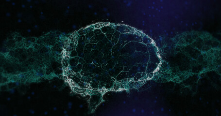 Poster - Composition of human brain and dna strand on black background