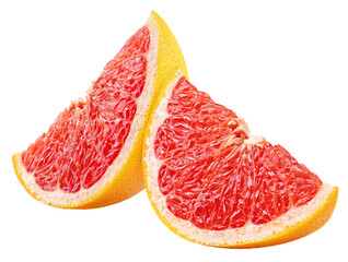 Wall Mural - Two slices of grapefruit citrus fruit isolated on transparent background