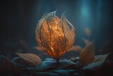 Fototapeta Kwiaty - Digital Illustration of Magical, Glowing Physalis Plants in the Forest. Concept Illustration, Mystery Fantasy Fairytale. Made in part with generative ai.
