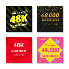 Wall Mural - Thank you 48k subscribers set template vector. 48000 subscribers. 48k subscribers colorful design vector. thank you forty eight thousand subscribers