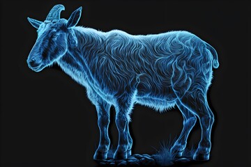 Sticker - goat on a black background