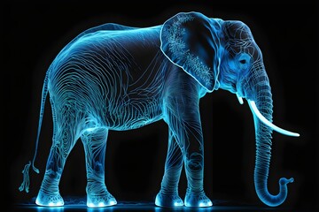 Poster - Elephant blue background