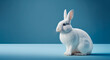 White bunny rabbit on blue background. Generative Ai