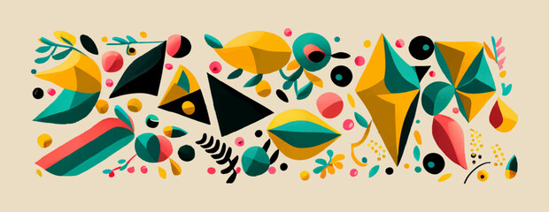 Wall Mural - abstract modern shapes with isolated background banner illustration