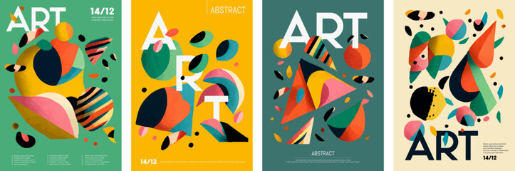 Wall Mural - set of colorful abstract modern art posters illustration