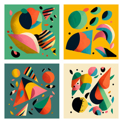 Wall Mural - Set of colorful abstract modern shapes deco poster design illustration