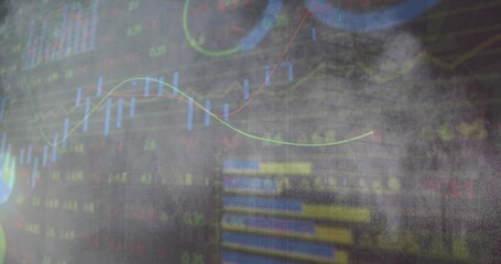 Poster - Animation of financial data processing and white powder