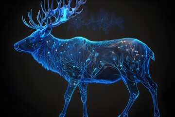 Poster - Animals deer in blue