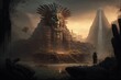 The Majesty Requiem: Riches Galore Revealed in an Impressive Illustration of a Misty Aztec Landscape Generative AI