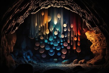 Aufkleber - Wonders of Wind Chime Caves Generative AI