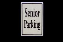 Senior Parking Sign Isolated On Black Background